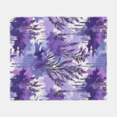 Purple Watercolor with Florals Fleece Deken (Voorkant (Horizontaal))