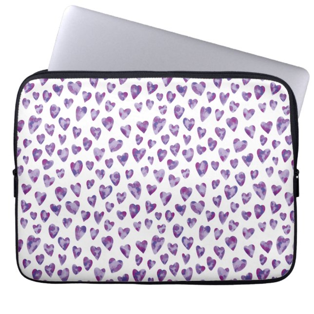 Purple Watercolour Heart Laptop Sleeve (Voorkant)