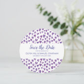 Purple Watercolour Heart Save The Date (Staand voorkant)