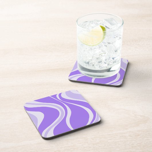 Purple Waves Square Coaster Bier Onderzetter (Rechterzijde)