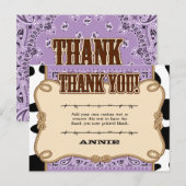 Purple Western Merci Cartes (Devant / Derrière)