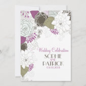 Purple Whimsical Floral Wedding Invitations (Dos)