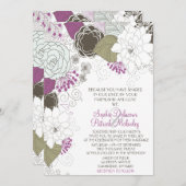 Purple Whimsical Floral Wedding Invitations (Devant / Derrière)