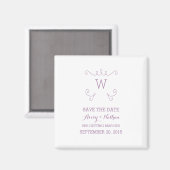 Purple Whimsical Flourish Save the Date Magnet (Recto/Verso)