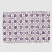 Purple, white and gray geometric mandala pattern golfhanddoek (Horizontaal)