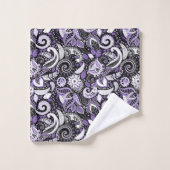 Purple White Black Paisley Motif d'impression (Gant de toilette)