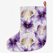 Purple White Gold Abstract Iris Floral Grote Kerstsok (Achterkant)