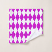 Purple White Harlequin Diamonds Checkers Design Bad Handdoek (Wasdoekje)