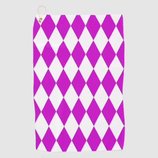 Purple White Harlequin Diamonds Checkers Design  Golfhanddoek (Voorkant)