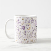 Purple White Moons & Stars Floral Koffiemok (Links)