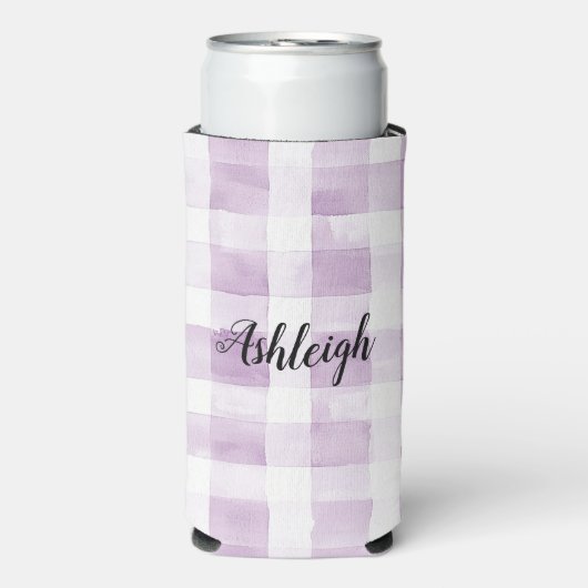 Purple White Plaid Stripes Birthday (Seltzer Voorkant)