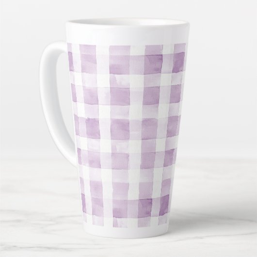 Purple White Plaid Stripes Latte Mok (Linkerhoek)