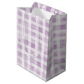 Purple White Plaid Stripes Medium Cadeauzakje (Achterkant Gekanteld)