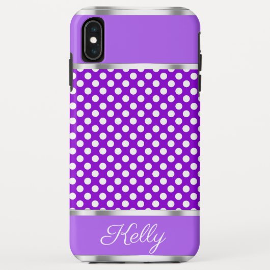 Purple White Polka Dot Motif iPhone XS Max Coque (Dos)