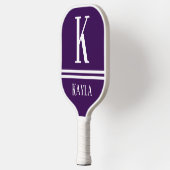 Purple & White Striped Monogram Name Pickleball Paddle (Links)