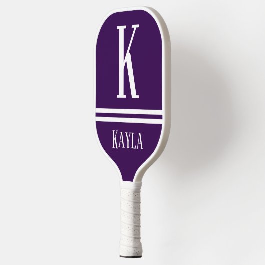 Purple & White Striped Monogram Name Pickleball Paddle (Links)