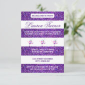 Purple & White Stripes-3x5 Bachelorette Invitation (Debout devant)