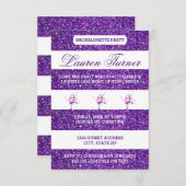 Purple & White Stripes-3x5 Bachelorette Invitation (Devant / Derrière)