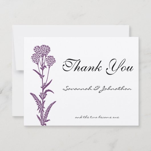 Purple Wild Flower Branche Mariage Merci Cartes (Devant)