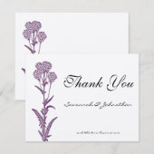 Purple Wild Flower Branche Mariage Merci Cartes (Devant / Derrière)