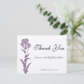 Purple Wild Flower Branche Mariage Merci Cartes (Debout devant)