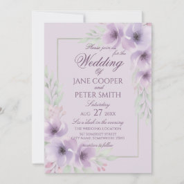 Purple wildflowers floral Budget Wedding Kaart