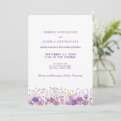 Purple Wildflowers Wedding Invitation  Kaart (Staand voorkant)