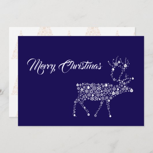 Purple wish card Merry Christmas reindeer Feestdagenkaart (Voorkant / Achterkant)