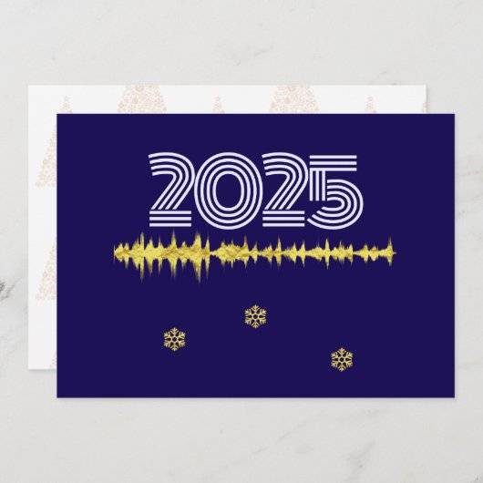 Purple wish card New Year with wave snowflakes Feestdagenkaart (Voorkant / Achterkant)