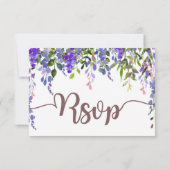 Purple Wisteria Floral Drop Carte RSVP (Dos)
