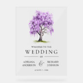 Purple Wisteria Floral Tree Wedding Welcome Sign (Recto)