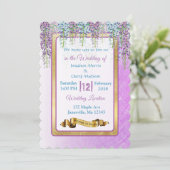 Purple Wisteria Floral Wedding Invitations (Debout devant)