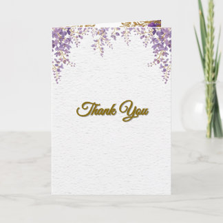 👉 Purple Wisteria Gold Floral Monogram Wedding En Kaart