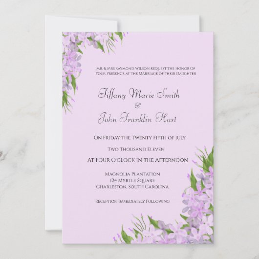 Purple Wisteria Mariage Invitations (Devant)