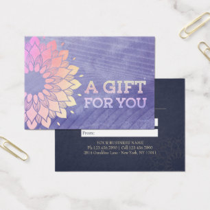 Purple Yoga Instrucor Rose Gold Mandala Visitekaartje