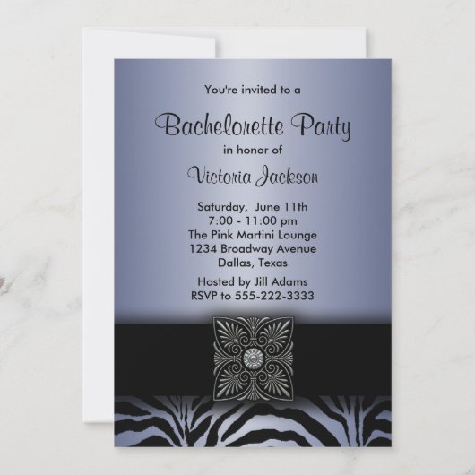 Purple Zebra Bachelorette Invitations (Dos)