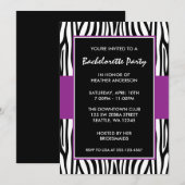 Purple Zebra Bachelorette Invitations (Devant / Derrière)