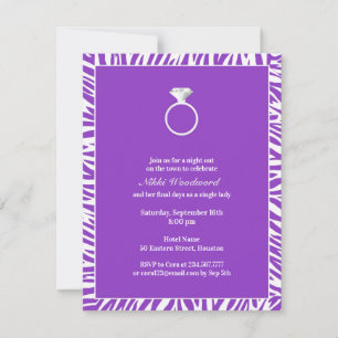 Purple Zebra Bachelorette Party Invitation à plat