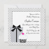 Purple Zebra Cake Cupcake Invitation de fête d'ann (Dos)