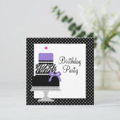 Purple Zebra Cake Cupcake Invitation de fête d'ann (Debout devant)