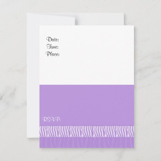Purple Zebra Imprimer 21e Invitation d'anniversair (Dos)