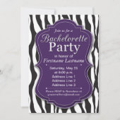 Purple Zebra Imprimer Bachelorette Invitations (Devant)