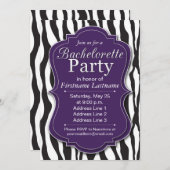 Purple Zebra Imprimer Bachelorette Invitations (Devant / Derrière)