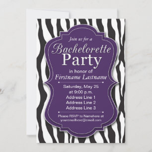 Purple Zebra Imprimer Bachelorette Invitations