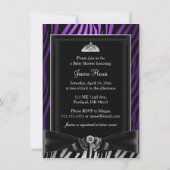 Purple Zebra Print & Tiara Baby shower Invitation (Dos)