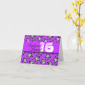 Purple zèbre étoiles Sweet 16 Anniversaire Carte (Fleur jaune)