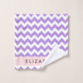 Purple Zigzag, Purple Chevron, Votre Nom (Gant de toilette)