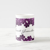 Purpleb bloemige Overgrootmoeder Bone China Mok (Voorkant)
