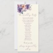 Purply, fleurs roses sur le programme de mariage (Dos)