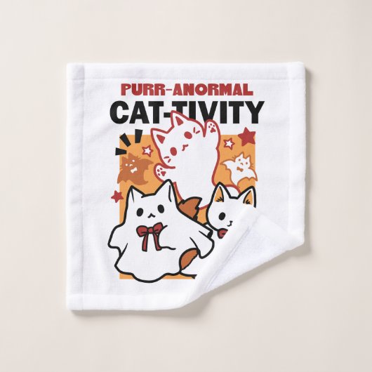 Purr-anormal Cat Cat mignonne Halloween Conception (Gant de toilette)